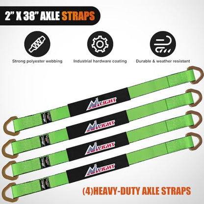 2" x 38" Axle Tie Down Straps with D (4 Count)