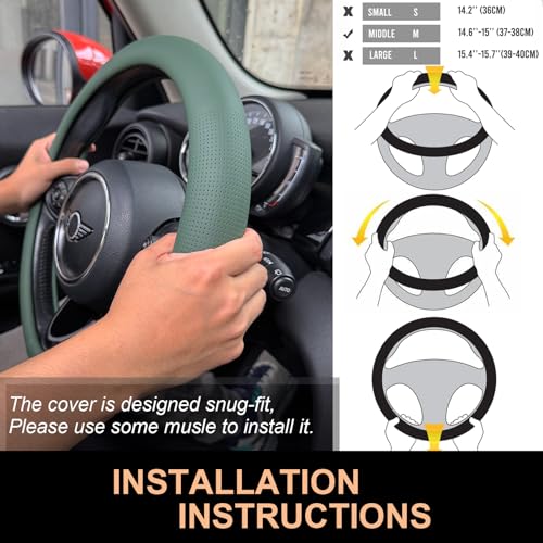 Nappa Leather Steering Wheel Cover Universal 14.5