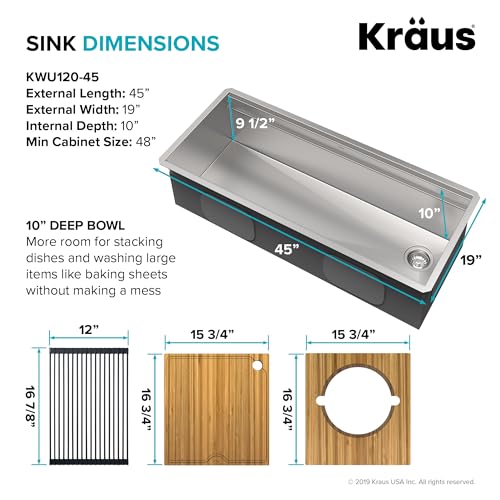 Stainless Steel 45 in Undermount Kitchen Sink KWU120