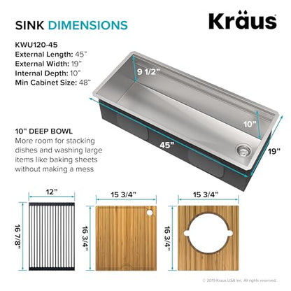 Stainless Steel 45 in Undermount Kitchen Sink KWU120