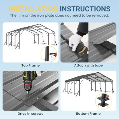 20'x20' Metal Carport with Updated Roof & Enhanced Base