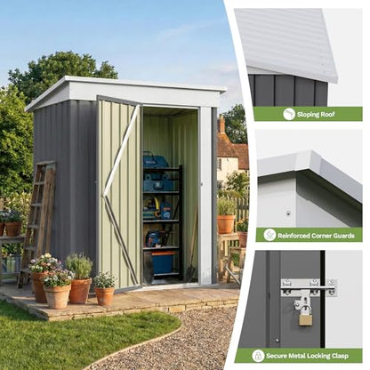 5x3 FT Outdoor Storage Shed with Floor Frame
