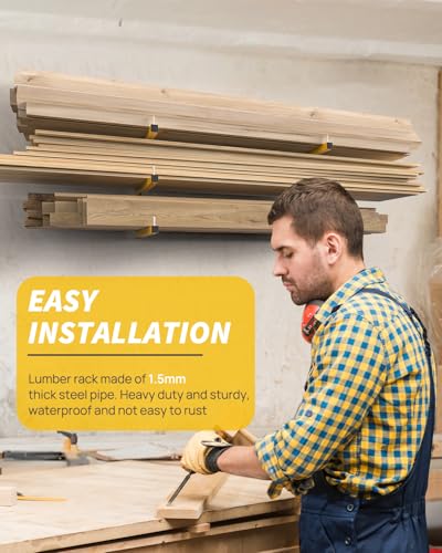 Lumber Rack Wall Mount Storage Racks Folding Wood Organizer Heavy Duty Shelf Brackets With 6 (4 Count)