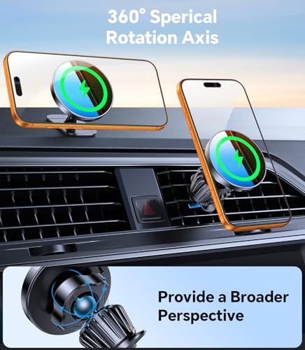 for MagSafe Car Mount Charger【Stronger Magnet】 iPhone Magnetic Wireless Car Charger【Dashboard+Vent】for Magsafe Car Charger Cell Phone Car Mount for iPhone 16 Pro Max 15 14 13 12 MagSafe Cases