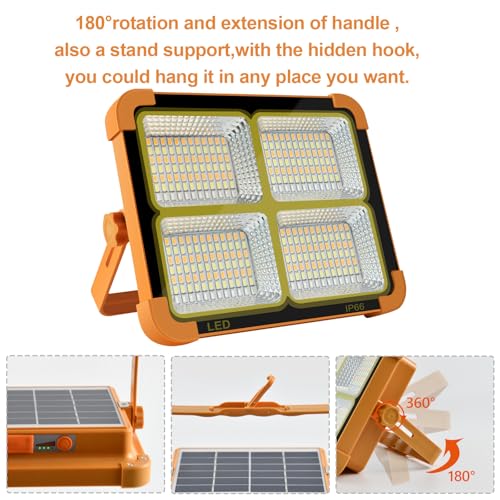 Portable LED Work Solar Light 100W 16500mAh 10000 LM with Stepless Brightness Job Site Battery Rechargeable LED Floor Light for Emergency Worklight for Hurricane