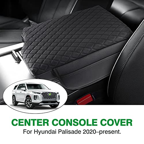 Custom Fit for Center Console Cover Hyundai Palisade 2020 2021 2022 2023 2024 2025 2026 Armrest Cover Center Console Pad PU Leather Armrest Seat Box Cover Protector with Pockets Storage Bag