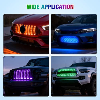 4PCS 12" RGB LED Grille Light Strips with Wireless Remote Control