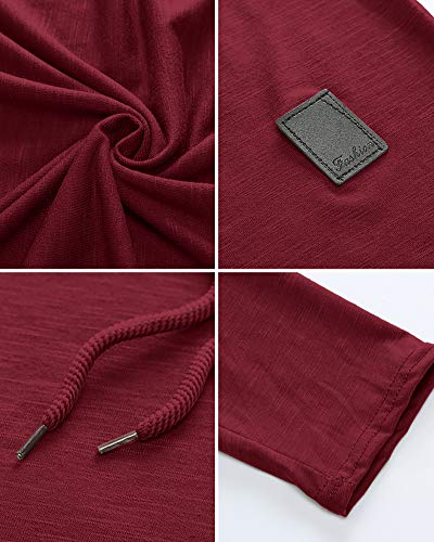 Mens Fashion Athletic Hoodies Sport Sweatshirt Solid Color Fleece Pullover Red Large
