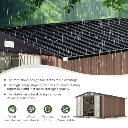 10 x 12FT Outdoor Storage Shed with Double Hinged Large Door