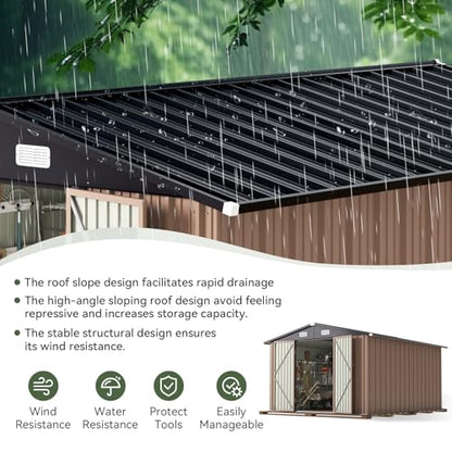 10 x 12FT Outdoor Storage Shed with Double Hinged Large Door