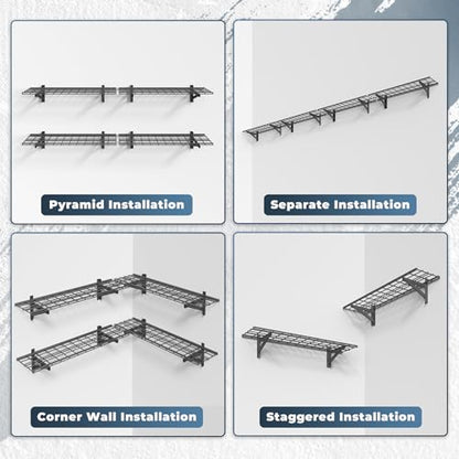 4 Pack Wall Mounted Garage Shelving