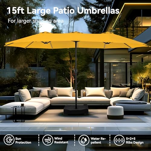 15ft Large Outdoor Patio Umbrella with Base Included