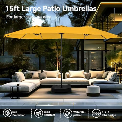 15ft Large Outdoor Patio Umbrella with Base Included