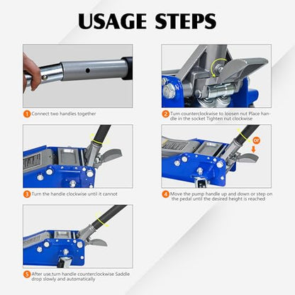 6600lbs 3Ton Low Profile Floor Jack with Foot Pedal Dual Piston Hydraulic