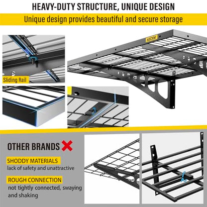 2x3ft 4Pack Wire Shelving Unit Heavy Duty Garage Storage Shelves Wall Mounted Black 1120lbs Load Capacity（24 (4 Count)
