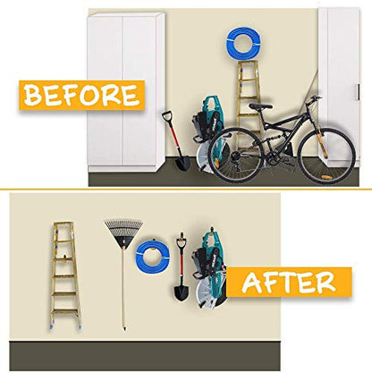 12pack Steel Garage Storage Utility Double Hooks Organizer Heavy Duty Wall Mount Tool Holder for Organizing Power Tools Ladders Bulk Items (12 Count)