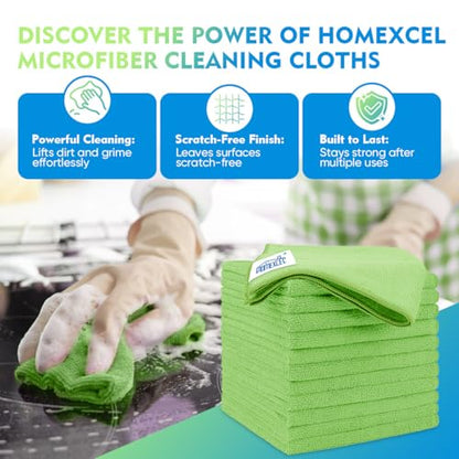 Green Microfiber Cleaning Cloth 20 Pack 11.5 x 11.5 Inch Microfiber Towels for Cars Ultra Absorbent Cleaning Rags Lint Free Cleaning Towels for Household Kitchen (20 Count)