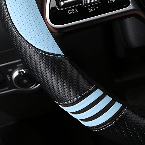 Car Steering Wheel Covers for Women Girl Padded Carbon Fiber PU Leather Cute Cartoon Auto Interior Accessories for Jeep