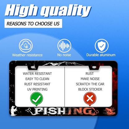 Fishing License Plate Frame Stainless Steel Accessory 12.3x6.3 Inch