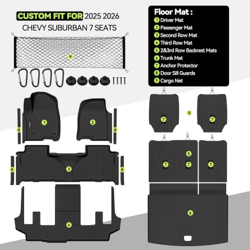 Floor Mat Set for 2025 2026 Chevy Suburban