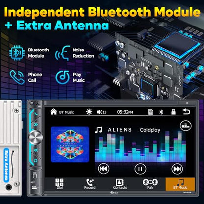 7" Wireless Double Din Car Stereo Apple Carplay Radio Screen for Car Audio Receivers
