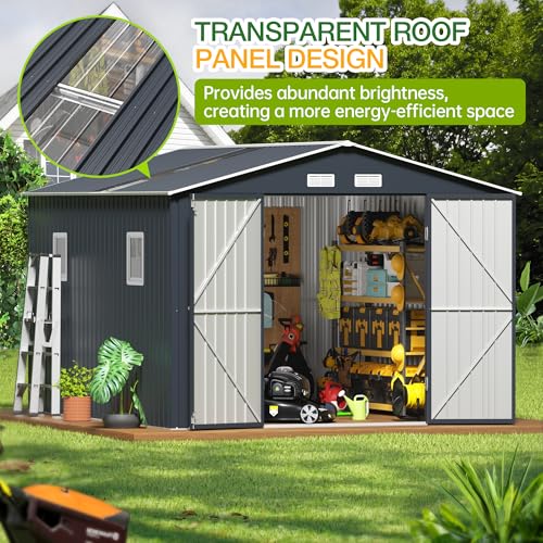 Steel Storage Shed with Floor Frame 10 x 12 ft