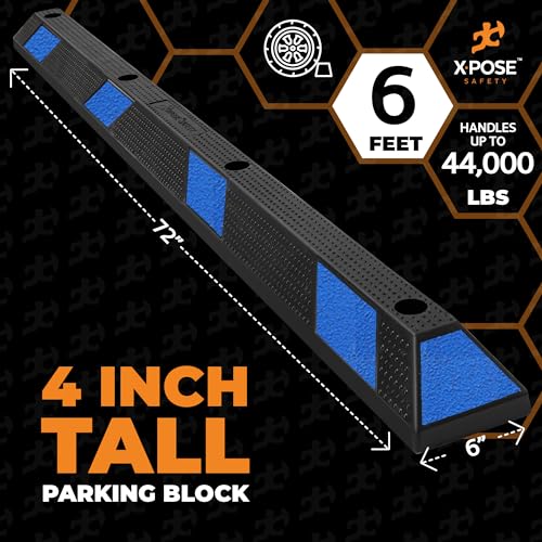 72" Heavy Duty Blue Rubber Parking Stopper (2 Count)
