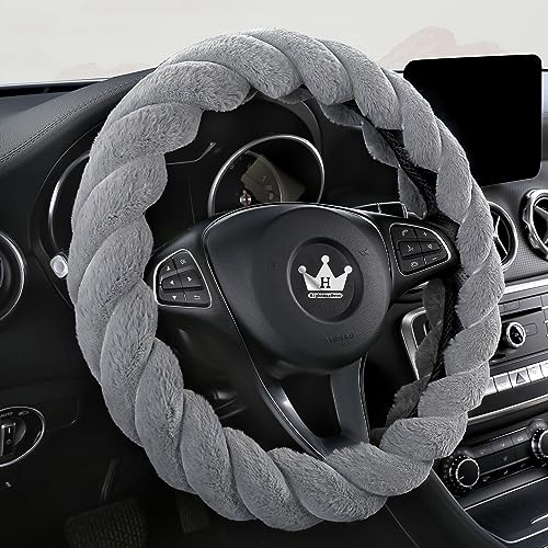 Luxury Fluffy Winter Car Steering Wheel Cover for Women Soft Warm Plush Cute Auto Accessories for Vehicle