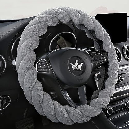 Luxury Fluffy Winter Car Steering Wheel Cover for Women Soft Warm Plush Cute Auto Accessories for Vehicle