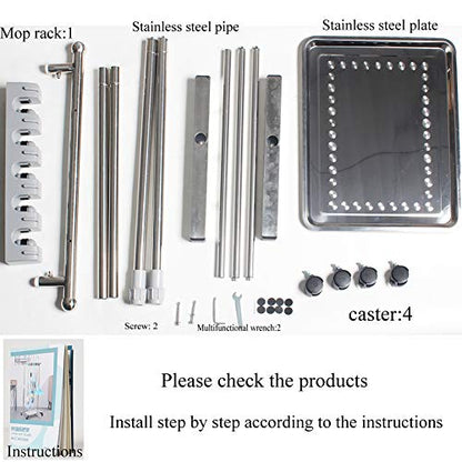 movable mop broom holder put wet mops floor standing cleaning tool rack stainless for schools