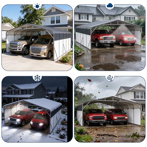20x25FT Metal Carport Heavy Duty Galvanized Steel Canopy