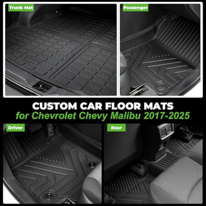 Floor Mats & Cargo Liner Set Custom Fit for Chevy Malibu 2025 2017