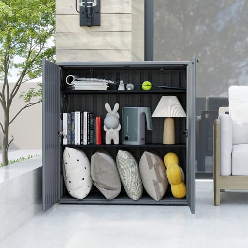 Indoor Outdoor Storage Cabinet with Doors and Shelf
