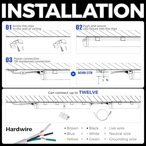 6 Pack LED T5 Integrated Single Fixture 1FT (6 Count)