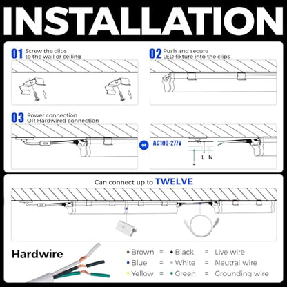 6 Pack LED T5 Integrated Single Fixture 1FT (6 Count)
