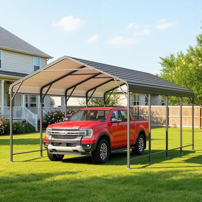 Carport 12' x 20' Heavy Duty Carport with Updated Roof & Enhanced Base