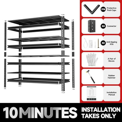 4 Tier 40" W X 20" D X 60" H Storage Shelves 2200LBS Garage Shelving Metal Storage Shelf Adjustable Metal Racks with Shelves Heavy Duty Shelving Units and Storage Utility Shelf (4 Count)