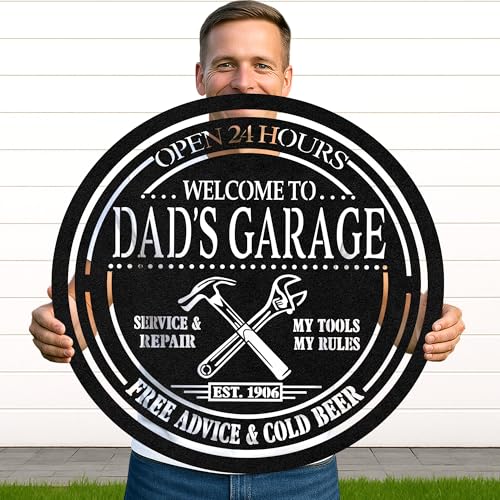 Custom Garage Workshop Metal Sign Personalized Tool Name Wall Art for Car Truck Mechanic Shop Decor Durable Steel Sign for Dad Husband Men’s Auto Workspace or Fence