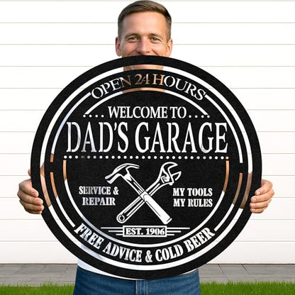 Custom Garage Workshop Metal Sign Personalized Tool Name Wall Art for Car Truck Mechanic Shop Decor Durable Steel Sign for Dad Husband Men’s Auto Workspace or Fence