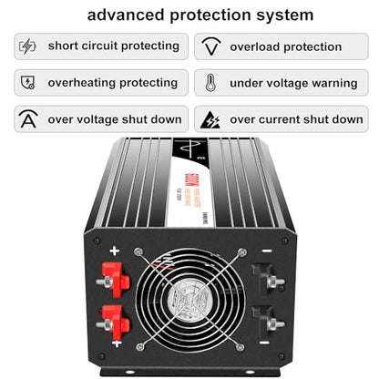 5000W Pure Sine Wave Inverter 12V DC to 120V AC Converter for Off