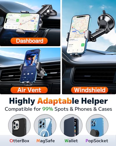 Phone Holders for Your Car Cell Phone Mount for Car Mount Windshield Dashboard Air Vent Universal Hands Free Automobile Cell Phone Holder Fit for iPhone Smartphone Camera Mounts