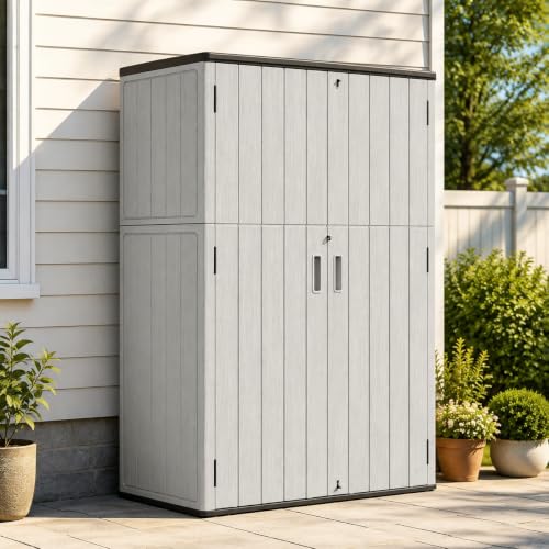 47 Cu.Ft Vertical Outdoor Storage Shed with Reinforced Floor