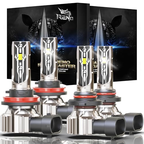 H11/H9/H8/9005/HB3 Bulb, 6500k Cool White 48000LM Fanless Fog Bulbs (4 Count)