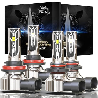 H11/H9/H8/9005/HB3 Bulb, 6500k Cool White 48000LM Fanless Fog Bulbs (4 Count)