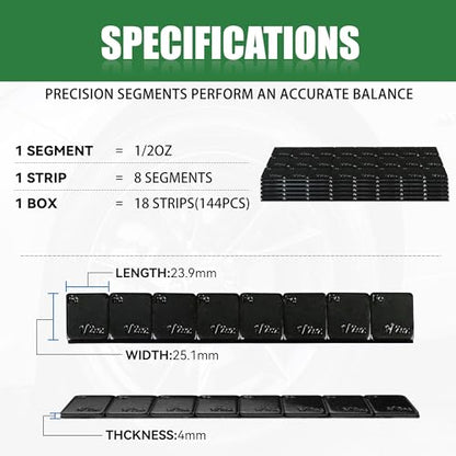 1 2 oz Stick On Wheel Weights 144pcs 72oz Low Profile Black