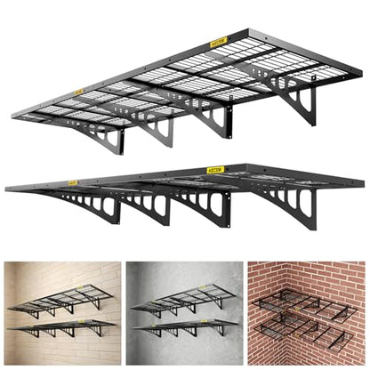 2x3ft 4Pack Wire Shelving Unit Heavy Duty Garage Storage Shelves Wall Mounted Black 1120lbs Load Capacity（24 (4 Count)