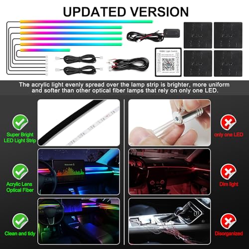 Dreamcolor Acrylic Interior Car LED Strip Light with Wireless APP