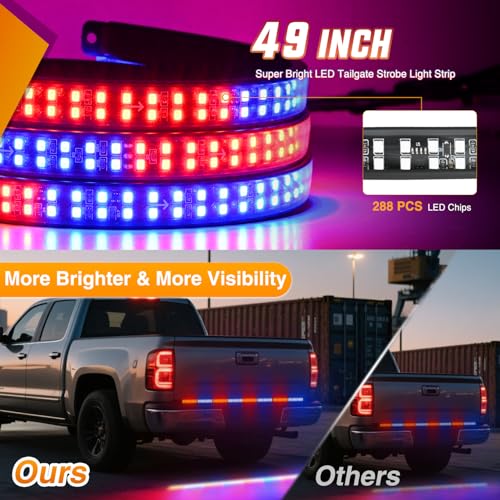 49 Inch Emergency Strobe Light Strips with Controller Red Blue