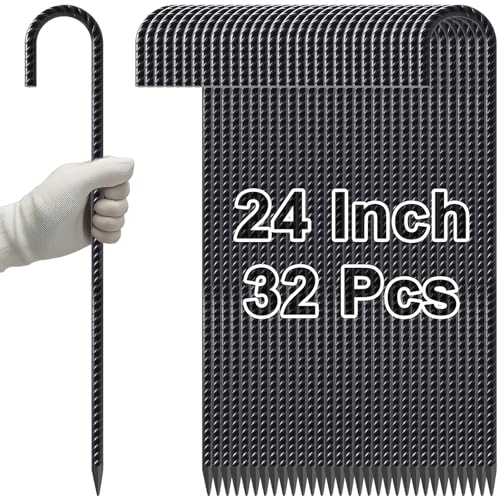 Rebar Stakes 24 Inch J Hook Heavy Duty (32 Count)
