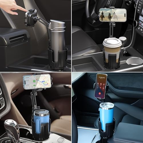2 Pack Newlest 2 in 1 Phone Mount for Car Cup Holder with Adjustable Base